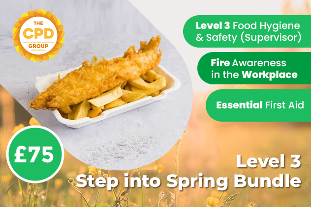 This bundle contains one of each:
Level 3 Food Hygiene & Safety (National Federation of Fish Friers)
Fire Awareness in the Workplace (National Federation of Fish Friers)
Essential First Aid (National Federation of Fish Friers)